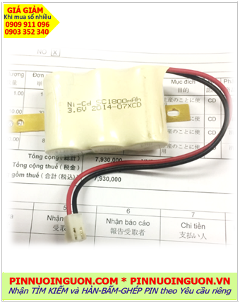 Pin sạc 3.6v SC1800mAh; Pin đèn exit thoát hiểm 3.6v SC1800mAh; Pin đèn sự cố khẩn cấp 3.6v SC1800mAh